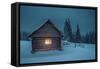 Wooden House in Winter Forest-mr. Smith-Framed Stretched Canvas