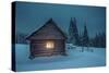Wooden House in Winter Forest-mr. Smith-Stretched Canvas