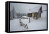 Wooden House in Winter Forest-mr. Smith-Framed Stretched Canvas