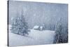 Wooden House in Winter Forest-mr. Smith-Stretched Canvas