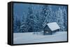 Wooden House in Winter Forest-mr. Smith-Framed Stretched Canvas