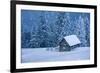 Wooden House in Winter Forest-mr. Smith-Framed Photographic Print