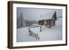 Wooden House in Winter Forest-mr. Smith-Framed Photographic Print