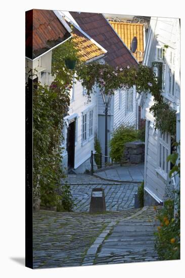 Wooden Houses and Cobbled Streets in Stavanger's Old Town-Doug Pearson-Stretched Canvas