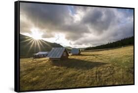 Wooden houses at sunrise, Burentogtokh district, Hovsgol province, Mongolia, Central Asia, Asia-Francesco Vaninetti-Framed Stretched Canvas