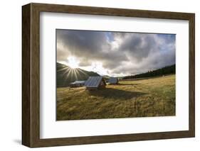 Wooden houses at sunrise, Burentogtokh district, Hovsgol province, Mongolia, Central Asia, Asia-Francesco Vaninetti-Framed Photographic Print