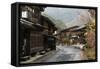 Wooden Houses of Old Post Town, Tsumago, Kiso Valley Nakasendo, Central Honshu, Japan, Asia-Stuart Black-Framed Stretched Canvas