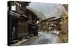 Wooden Houses of Old Post Town, Tsumago, Kiso Valley Nakasendo, Central Honshu, Japan, Asia-Stuart Black-Stretched Canvas