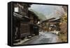 Wooden Houses of Old Post Town, Tsumago, Kiso Valley Nakasendo, Central Honshu, Japan, Asia-Stuart Black-Framed Stretched Canvas