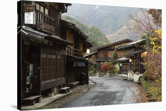 Wooden Houses of Old Post Town, Tsumago, Kiso Valley Nakasendo, Central Honshu, Japan, Asia-Stuart Black-Stretched Canvas