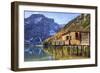 Wooden Hut and Colourful Woods Reflected in Lake Braies, Italy-Roberto Moiola-Framed Photographic Print