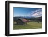 Wooden hut frames the alpine lake surrounded by the Alps, Geroldsee, Krun, Garmisch Partenkirchen, -Roberto Moiola-Framed Photographic Print