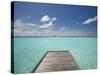Wooden Jetty and Tropical Sea, View From Island, Maldives, Indian Ocean, Asia&No.10;-Sakis Papadopoulos-Stretched Canvas