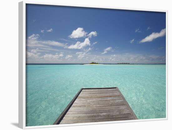 Wooden Jetty and Tropical Sea, View From Island, Maldives, Indian Ocean, Asia&No.10;-Sakis Papadopoulos-Framed Photographic Print