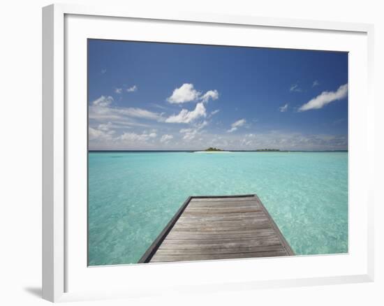 Wooden Jetty and Tropical Sea, View From Island, Maldives, Indian Ocean, Asia&No.10;-Sakis Papadopoulos-Framed Photographic Print