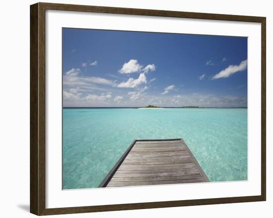 Wooden Jetty and Tropical Sea, View From Island, Maldives, Indian Ocean, Asia&No.10;-Sakis Papadopoulos-Framed Photographic Print