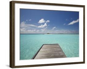 Wooden Jetty and Tropical Sea, View From Island, Maldives, Indian Ocean, Asia&No.10;-Sakis Papadopoulos-Framed Photographic Print