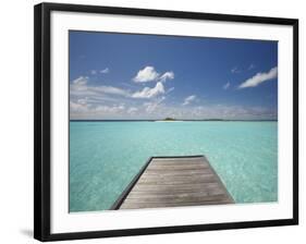 Wooden Jetty and Tropical Sea, View From Island, Maldives, Indian Ocean, Asia&No.10;-Sakis Papadopoulos-Framed Photographic Print