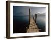 Wooden Jetty and Volcanoes in the Distance, Lago Atitlan (Lake Atitlan), Guatemala, Central America-Colin Brynn-Framed Photographic Print