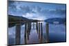 Wooden Jetty and Yacht on Derwent Water Near Lodore, Lake District, Cumbria-Adam Burton-Mounted Photographic Print