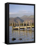 Wooden Jetty at Barrow Bay Landing on Derwent Water Looking North to Skiddaw in Autumn-Pearl Bucknall-Framed Stretched Canvas