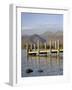 Wooden Jetty at Barrow Bay Landing on Derwent Water Looking North to Skiddaw in Autumn-Pearl Bucknall-Framed Photographic Print