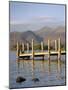 Wooden Jetty at Barrow Bay Landing on Derwent Water Looking North to Skiddaw in Autumn-Pearl Bucknall-Mounted Photographic Print