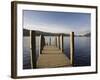 Wooden Jetty at Barrow Bay Landing on Derwent Water Looking North West in Autumn-Pearl Bucknall-Framed Photographic Print