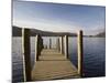 Wooden Jetty at Barrow Bay Landing on Derwent Water Looking North West in Autumn-Pearl Bucknall-Mounted Photographic Print