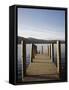 Wooden Jetty at Barrow Bay Landing on Derwent Water Looking North West in Autumn-Pearl Bucknall-Framed Stretched Canvas