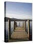 Wooden Jetty at Barrow Bay Landing on Derwent Water Looking North West in Autumn-Pearl Bucknall-Stretched Canvas