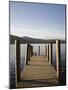 Wooden Jetty at Barrow Bay Landing on Derwent Water Looking North West in Autumn-Pearl Bucknall-Mounted Photographic Print