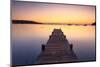 Wooden jetty at dawn, sunrise, long exposure, Corsica, France, Mediterranean, Europe-John Miller-Mounted Photographic Print