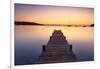 Wooden jetty at dawn, sunrise, long exposure, Corsica, France, Mediterranean, Europe-John Miller-Framed Photographic Print