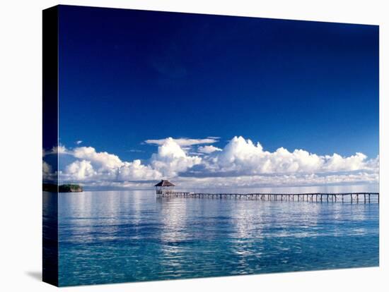 Wooden Jetty Extending off Kadidiri Island, Togian Islands, Sulawesi-Jay Sturdevant-Stretched Canvas