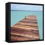 Wooden jetty leading out to sea-null-Framed Stretched Canvas