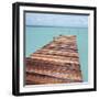 Wooden jetty leading out to sea-null-Framed Photographic Print