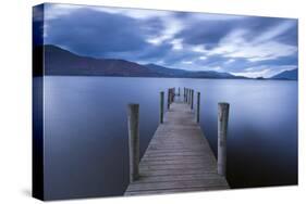 Wooden Jetty on Derwent Water in the Lake District, Cumbria, England. Autumn-Adam Burton-Stretched Canvas