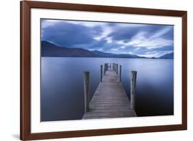 Wooden Jetty on Derwent Water in the Lake District, Cumbria, England. Autumn-Adam Burton-Framed Photographic Print