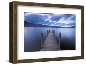 Wooden Jetty on Derwent Water in the Lake District, Cumbria, England. Autumn-Adam Burton-Framed Photographic Print