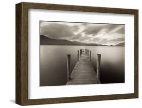 Wooden Jetty on Derwent Water in the Lake District, Cumbria, England. Autumn-Adam Burton-Framed Photographic Print