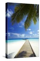 Wooden Jetty Out to Tropical Sea, Maldives, Indian Ocean, Asia-Sakis Papadopoulos-Stretched Canvas