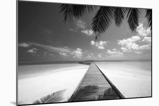 Wooden Jetty Out to Tropical Sea, Maldives, Indian Ocean, Asia-Sakis Papadopoulos-Mounted Photographic Print