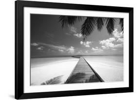 Wooden Jetty Out to Tropical Sea, Maldives, Indian Ocean, Asia-Sakis Papadopoulos-Framed Photographic Print