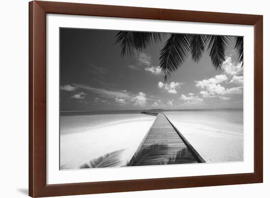 Wooden Jetty Out to Tropical Sea, Maldives, Indian Ocean, Asia-Sakis Papadopoulos-Framed Photographic Print