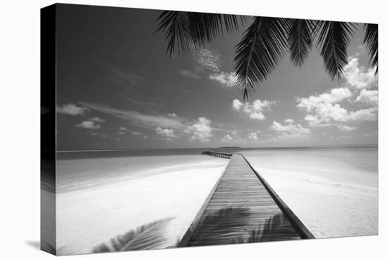 Wooden Jetty Out to Tropical Sea, Maldives, Indian Ocean, Asia-Sakis Papadopoulos-Stretched Canvas