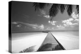 Wooden Jetty Out to Tropical Sea, Maldives, Indian Ocean, Asia-Sakis Papadopoulos-Stretched Canvas