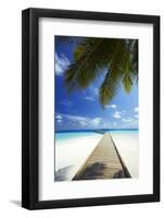 Wooden Jetty Out to Tropical Sea, Maldives, Indian Ocean, Asia-Sakis Papadopoulos-Framed Photographic Print