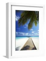 Wooden Jetty Out to Tropical Sea, Maldives, Indian Ocean, Asia-Sakis Papadopoulos-Framed Photographic Print