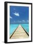 Wooden Jetty out to tropical Sea, The Maldives, Indian Ocean, Asia-Sakis Papadopoulos-Framed Photographic Print